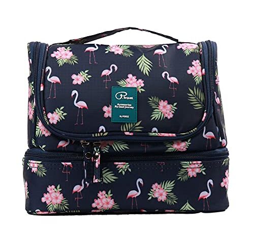 Beauty Case da Viaggio Borsa da Toilette Tuscall Borsa da Viaggio Impemeabile Ripiegabile Cosmetico Bag per Donna & Uomo e bambino, Adatto Per Cosmetici, Accesori da viaggio (Fenicottero)