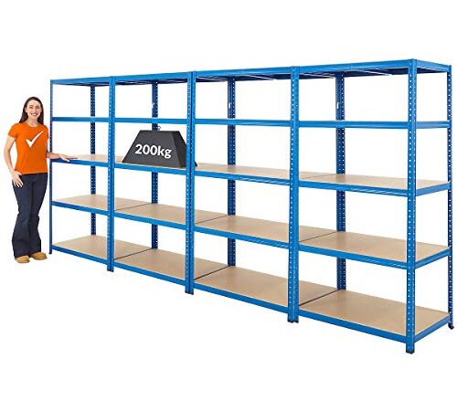 Certeo Mega Deal | 4x Scaffali per charichi pesanti – Profondità 60 cm - 200 kg capacità per ripiano | metallo officina garage