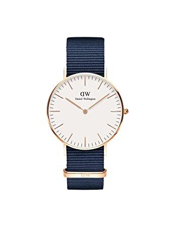 Daniel Wellington Classic Bayswater Orologio Unisex Adulto, 36mm, in NATO, Blu/Oro Rosa