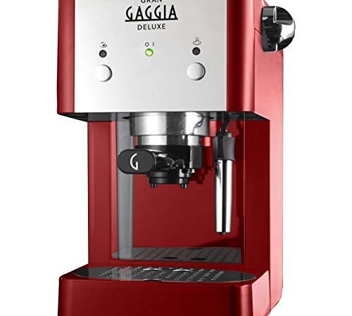 Gaggia RI8425/22 GranGaggia Deluxe Macchina Manuale per il Caffè Espresso, Macinato e Cialde, 15 bar, Colore Rosso, 950W