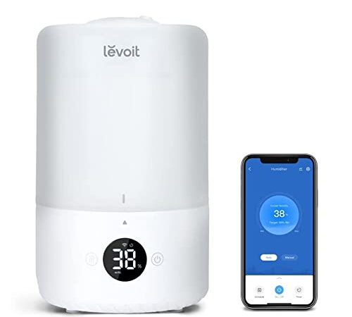 LEVOIT Dual 200S Smart Top-Fill Umidificatore Ambiente 3L, Umidificatore Ultrasuoni a Nebbia Fredda per Bambini/Piante Dura da 25H, ≤28dB Silenzioso Auto Modo con Oli Essenziali, Timer