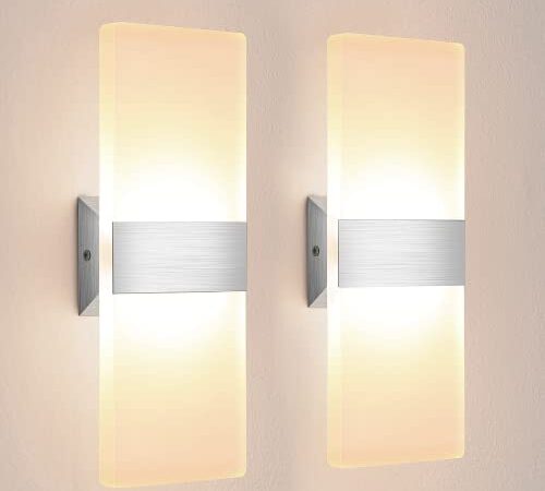 Lureshine 2 pezzi Applique da Parete Interno 12W Acrilico Moderno Applique 29cm Bianco Caldo 3000K Aplique LED da Parete Interni per Corridoio Soggiorno Camera da Letto Illuminazione