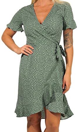 Only 15206407 Vestito, Verde (AOP/Black Spot Chinois Green), 38 EU Donna