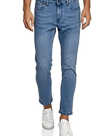 oodji Ultra Uomo Jeans Cropped Larghi, Blu, 34 DE (34W / 34L)