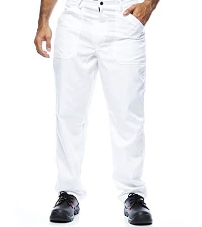 Pantaloni da lavoro da uomo, pantaloni da lavoro modello classico, pantaloni cargo, abiti da lavoro, Made in EU, Colori diversi, Bianco, 64