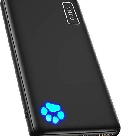 Power Bank, INIU Ultra Sottile & Leggero Powerbank 10000mAh Doppia Uscita 3A ad Alta Velocità, Porta USB C da Esterno Caricatore Portatile di Torcia per iPhone Samsung Huawei Xiaomi ECC.[2022 Version]