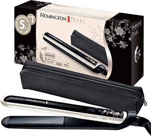 Remington Piastra Per Capelli Professionale, Rivestimento In Ceramica Doppio Infusa Di Perla, 150-235°, Nero Bianco