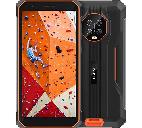 Rugged Smartphone, OSCAL S60 Android 11 Telefono Indistruttibile, Display 5.7 Pollici, 4980mAh Batteria, 3GB RAM + 128G Espandibili Telofono Cellulare, 8MP+5MP Fotocamera, Dual SIM 4G/GPS/Face ID/OTG