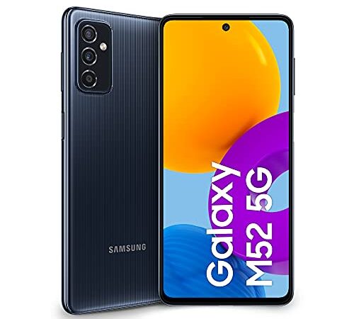 Samsung Galaxy M52 5G Telefono Cellulare SIM Free Smartphone Batteria 5.000 mAh Android 11 Schermo FHD+ Super AMOLED Plus da 6.7” RAM 6GB Memoria interna 128 GB Nero [Versione italiana]