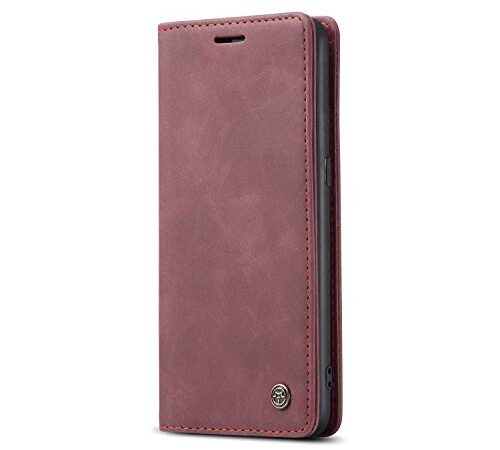 JMstore Custodia Compatibile con Samsung Galaxy A10, Custodia in Pelle Cover a Libro Portafoglio Flip Caso Custodia Pelle con Magnetica (Rosso)