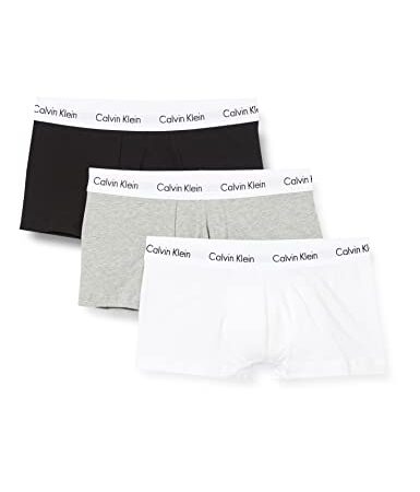 Calvin Klein Low Rise Trunk 3pk Boxer, Multicolore (Black/White/Grey Heather), M (Pacco da 3) Uomo