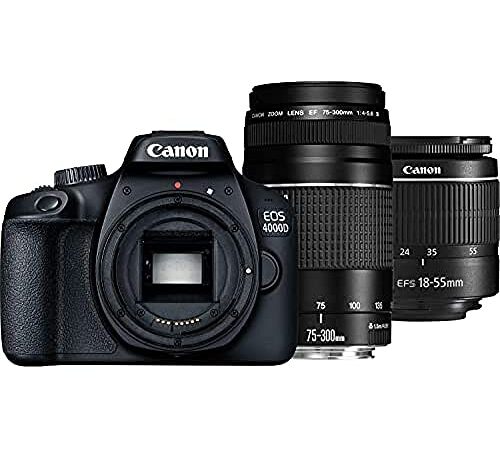 Canon EOS 4000D + 18-55 DC + 75-300 DC Corpo della fotocamera SLR 18 MP 5184 x 3456 Pixel Nero