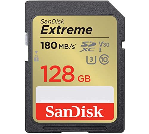 SanDisk Scheda SDXC Extreme da 128 GB + RescuePRO Deluxe, fino a 180 MB/s, UHS-I, Classe, 10, U3, V30